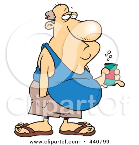 Royalty-Free (RF) Clip Art Illustration of a Cartoon Man With A Beer Belly And Canned Beverage by toonaday