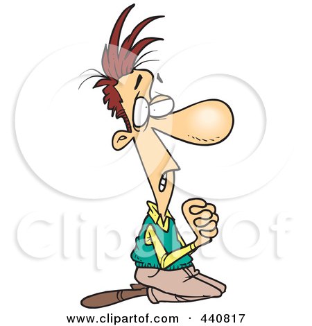 Royalty-Free (RF) Clip Art Illustration of a Cartoon Man Kneeling And Begging by toonaday
