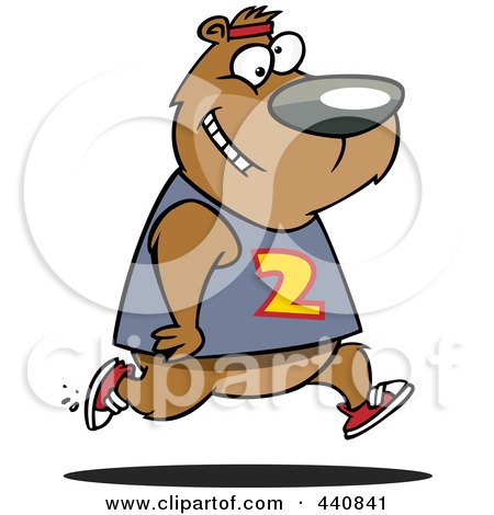 Royalty-Free (RF) Clip Art Illustration of a Cartoon Male Bear Jogging by toonaday