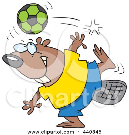 Royalty-Free (RF) Clip Art Illustration of a Cartoon Soccer Beaver by toonaday