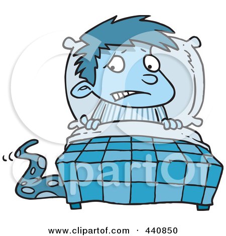 Royalty-Free (RF) Clip Art Illustration of a Cartoon Scared Boy Seeing A Monster Emerging From Under The Bed by toonaday