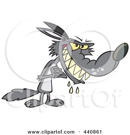Royalty-Free (RF) Clip Art Illustration of a Cartoon Big Bad Wolf Drooling by toonaday