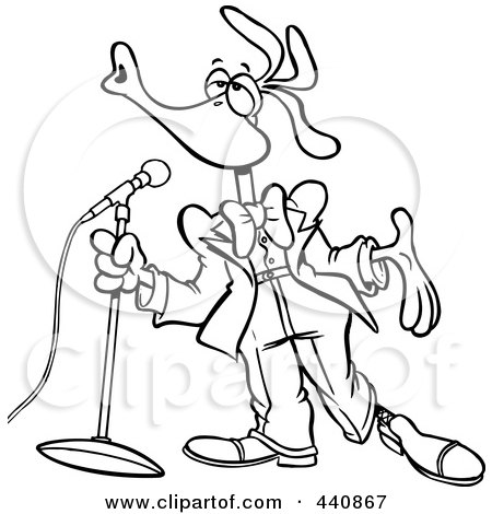 Royalty-Free (RF) Clip Art Illustration of a Cartoon Black And White Outline Design Of A Singing Bird by toonaday