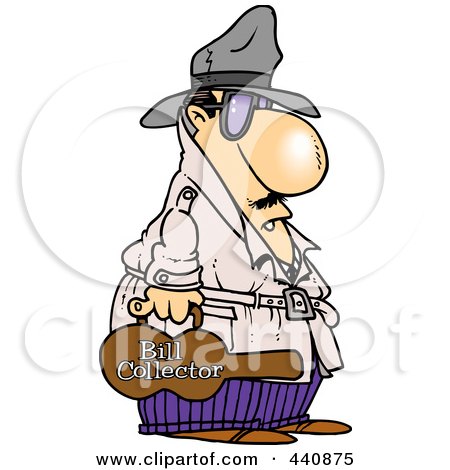Royalty-Free (RF) Clip Art Illustration of a Cartoon Bill Collector Carrying A Violin Case by toonaday