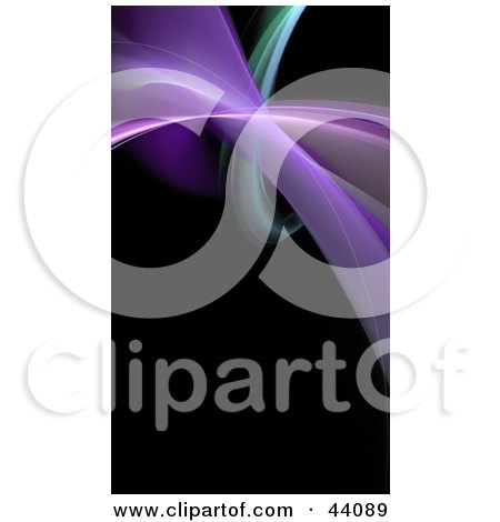 Clipart Illustration of a Green And Purple Fractal Wave On Black by Arena Creative