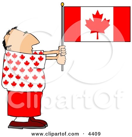 Patriotic Canadian Man Holding a Canadian Flag Clipart by djart
