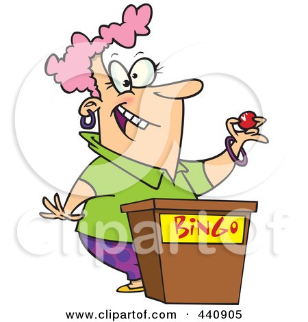 Royalty-Free (RF) Clip Art Illustration of a Cartoon Woman Calling Bingo Numbers by toonaday