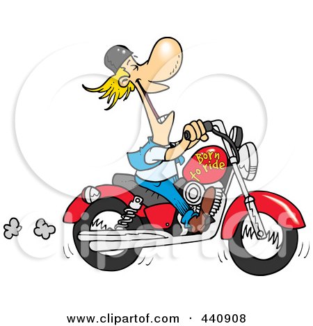 Royalty-Free (RF) Clip Art Illustration of a Cartoon Biker Laughing On His Motorcycle by toonaday