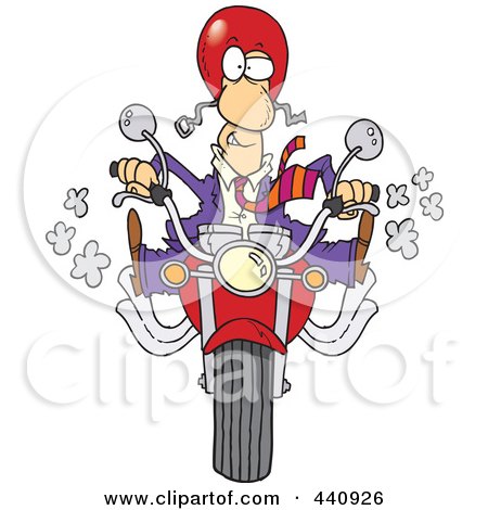 Royalty-Free (RF) Clip Art Illustration of a Cartoon Businessman Biker On His Motorcycle by toonaday
