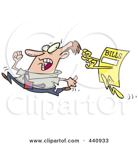 Royalty-Free (RF) Clip Art Illustration of a Cartoon Bill Chasing A Man by toonaday