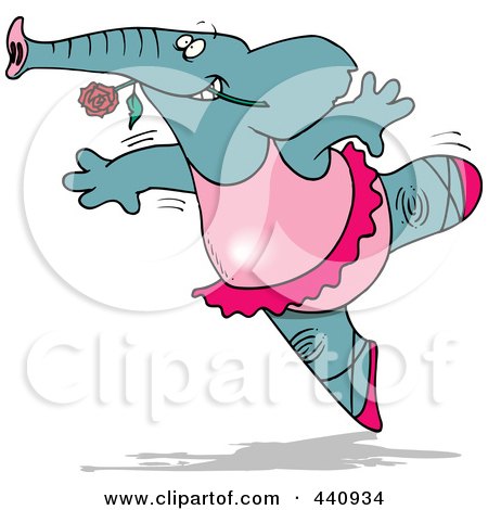 Royalty-Free (RF) Clip Art Illustration of a Cartoon Ballet Elephant Dancing by toonaday