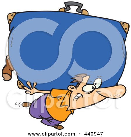 Royalty-Free (RF) Clip Art Illustration of a Cartoon Man Carrying A Big Suitcase by toonaday