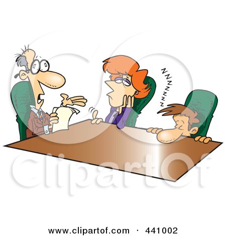 Royalty-Free (RF) Clip Art Illustration of Cartoon Bored Employees At A Meeting by toonaday