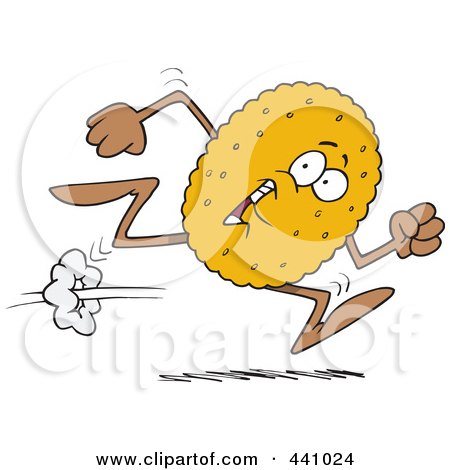 Royalty-Free (RF) Clip Art Illustration of a Cartoon Running Biscuit by toonaday