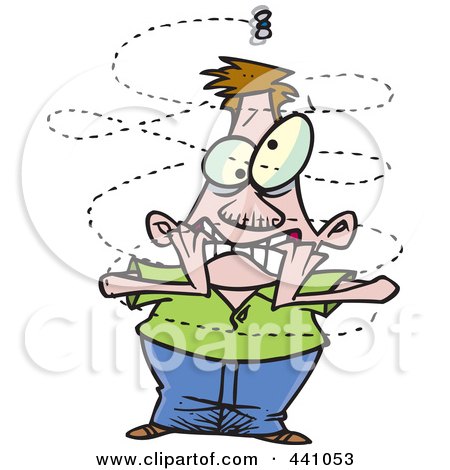 Royalty-Free (RF) Clip Art Illustration of a Cartoon Fly Buzzing Around An Annoyed Man by toonaday