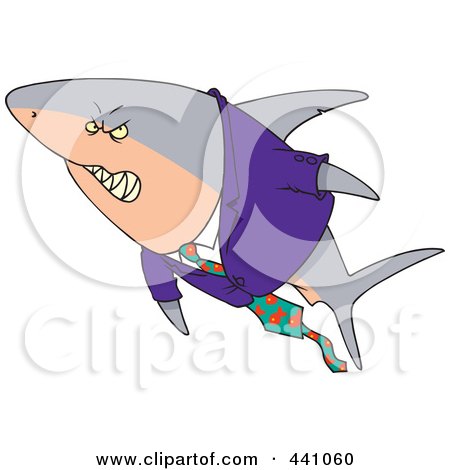 Royalty-Free (RF) Clip Art Illustration of a Cartoon Business Shark In A Suit by toonaday