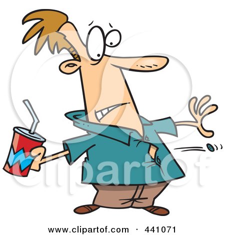 Royalty-Free (RF) Clip Art Illustration of a Cartoon Man's Button Popping Off His Shirt by toonaday