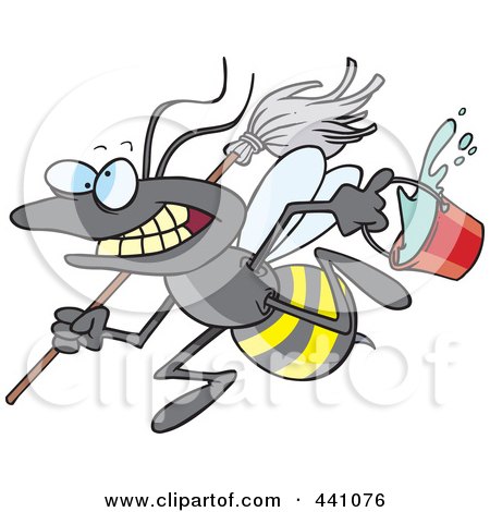 Royalty-Free (RF) Clip Art Illustration of a Cartoon Busy Janitorial Bee by toonaday