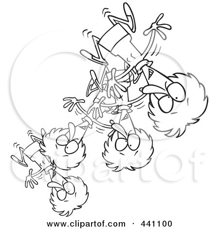 Royalty-Free (RF) Clip Art Illustration of a Cartoon Black And White Outline Design Of A Bouncing Woman by toonaday