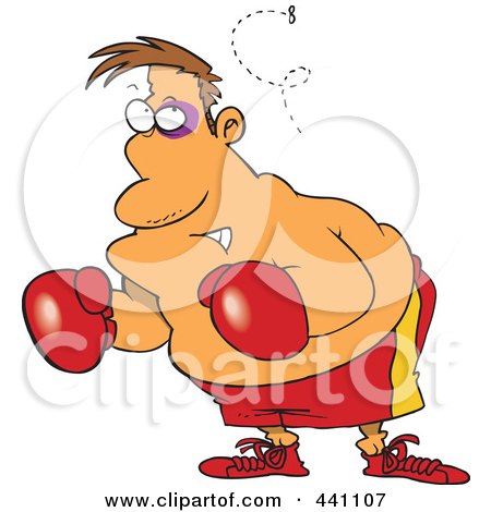 Royalty-Free (RF) Clip Art Illustration of a Cartoon Fly Bothering A Boxer by toonaday