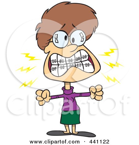 Royalty-Free (RF) Clip Art Illustration of a Cartoon Mad Woman With Braces by toonaday