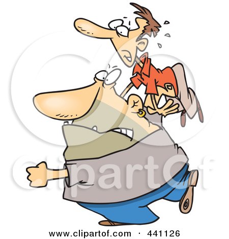 Royalty-Free (RF) Clip Art Illustration of a Cartoon Bouncer Throwing A Man by toonaday