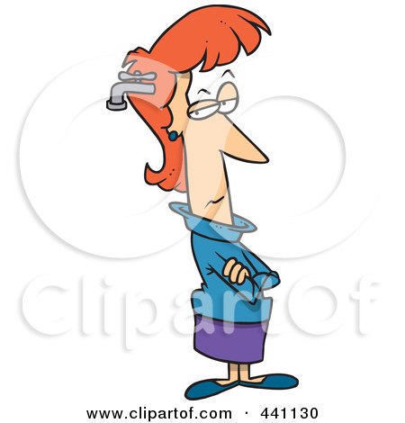 Royalty-Free (RF) Clip Art Illustration of a Cartoon Woman With A Brain Drain by toonaday