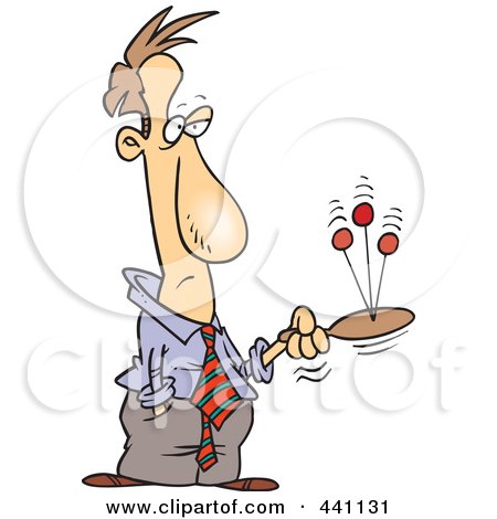 Royalty-Free (RF) Clip Art Illustration of a Cartoon Bored Businessman Playing Paddle Ball by toonaday