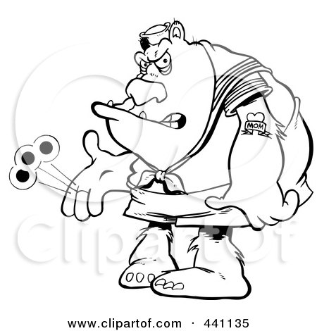 Royalty-Free (RF) Clip Art Illustration of a Cartoon Black And White Outline Design Of A Bratty Bear Plaing With A Yo Yo by toonaday