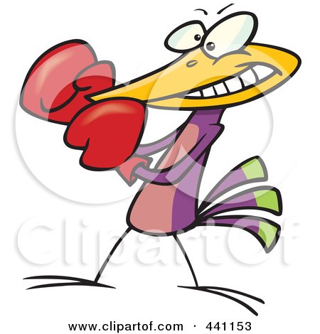 Royalty-Free (RF) Clip Art Illustration of a Cartoon Boxing Bird by toonaday