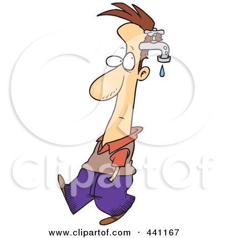 Royalty-Free (RF) Clip Art Illustration of a Cartoon Man With A Brain Drain by toonaday