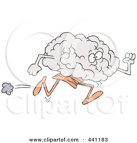 Royalty-Free (RF) Clip Art Illustration of a Cartoon Running Brain by toonaday