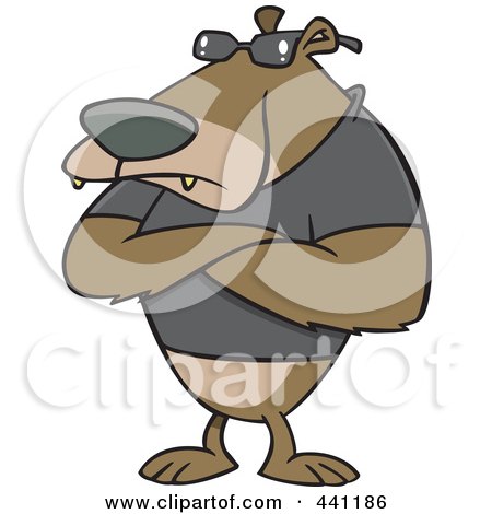 Royalty-Free (RF) Clip Art Illustration of a Cartoon Bouncer Bear by toonaday