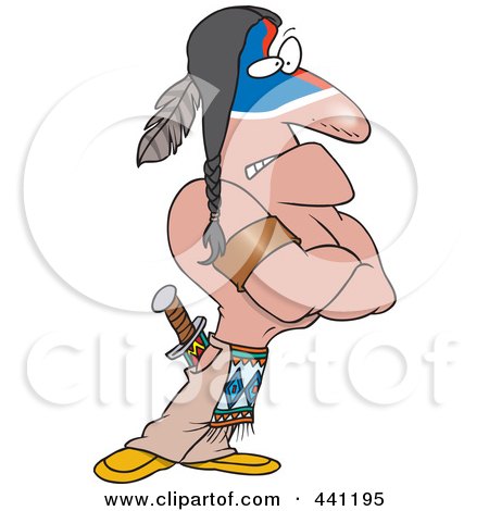 Royalty-Free (RF) Clip Art Illustration of a Cartoon Strong Native American Brave by toonaday