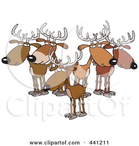 Royalty-Free (RF) Clip Art Illustration of a Cartoon Group Of Bucks by toonaday