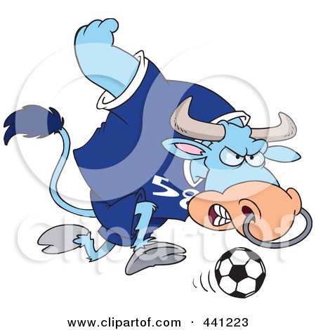 Royalty-Free (RF) Clip Art Illustration of a Cartoon Soccer Bull by toonaday