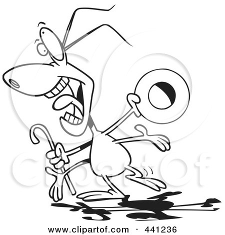 Royalty-Free (RF) Clip Art Illustration of a Cartoon Black And White Outline Design Of An Entertainer Bug by toonaday