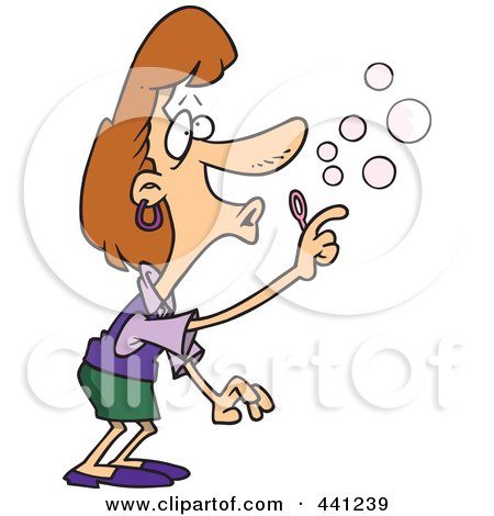 Royalty-Free (RF) Clip Art Illustration of a Cartoon Woman Using A Bubble Maker by toonaday