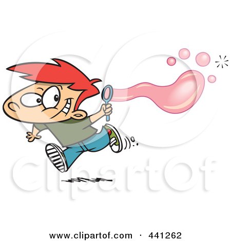 Royalty-Free (RF) Clip Art Illustration of a Cartoon Boy Using A Bubble Maker by toonaday
