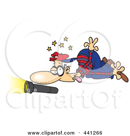Royalty-Free (RF) Clip Art Illustration of a Cartoon Knocked Out Burglar by toonaday