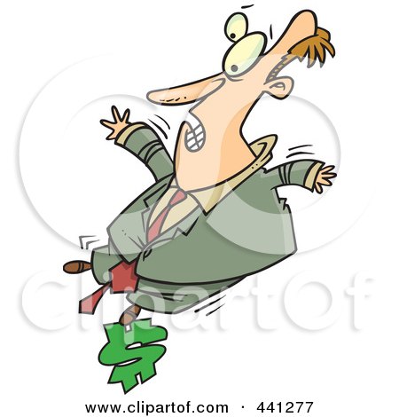 Royalty-Free (RF) Clip Art Illustration of a Cartoon Businessman Balancing His Budget by toonaday