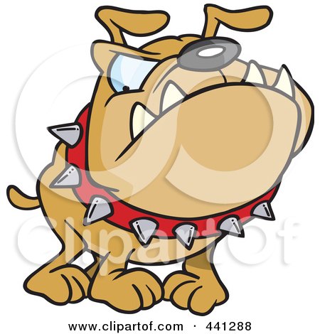 Royalty-Free (RF) Clip Art Illustration of a Cartoon Bulldog Wearing A Spiked Collar by toonaday