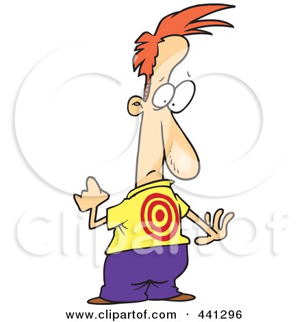 Royalty-Free (RF) Clip Art Illustration of a Cartoon Bullied Man With A Target On His Back by toonaday