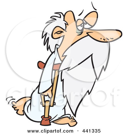 Royalty-Free (RF) Clip Art Illustration of a Cartoon Old Father Time Using A Crutch by toonaday