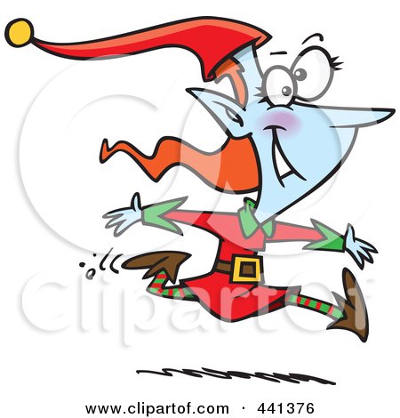 Royalty-Free (RF) Clip Art Illustration of a Cartoon Christmas Elf Leaping by toonaday