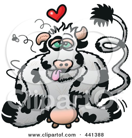 Royalty-Free (RF) Clip Art Illustration of a Cow With Unbridled Passion by Zooco