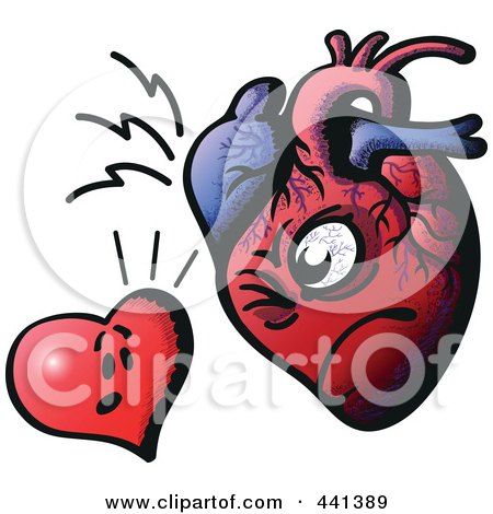 Royalty-Free (RF) Clip Art Illustration of a Heart Facing A Real Heart by Zooco