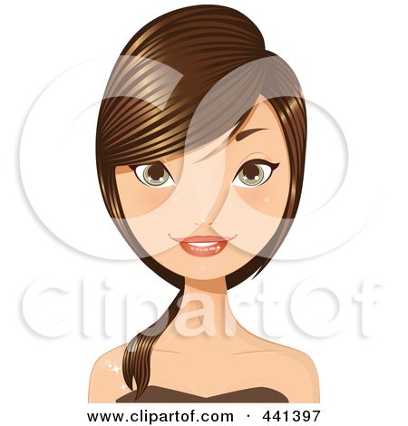 Royalty-Free (RF) Clip Art Illustration of a Young Woman With Her Long Brunette Hair In A Pony Tail by Melisende Vector