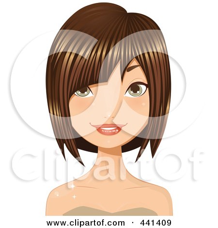 Royalty-Free (RF) Clip Art Illustration of a Brunette Woman Smiling With A Short Hair Cut - 3 by Melisende Vector