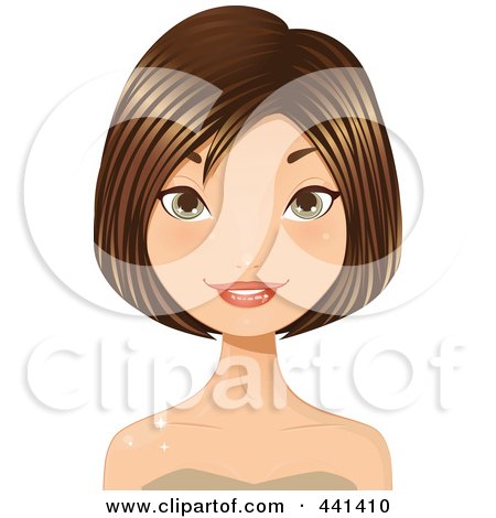 Royalty-Free (RF) Clip Art Illustration of a Brunette Woman Smiling With A Short Hair Cut - 1 by Melisende Vector